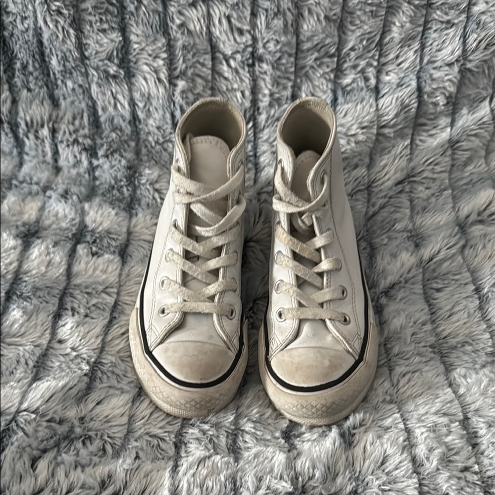 Converse White High-Top Sneakers with Canvas Upper and Rubber Sole